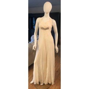 NWT $2k TEMPERLEY LONDON  IVORY LONG LARA BEADED SILK WEDDING GOWN SZ US 2 UK 6